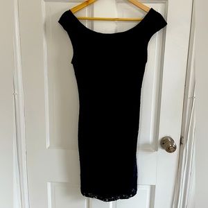 Fitted black lace dress